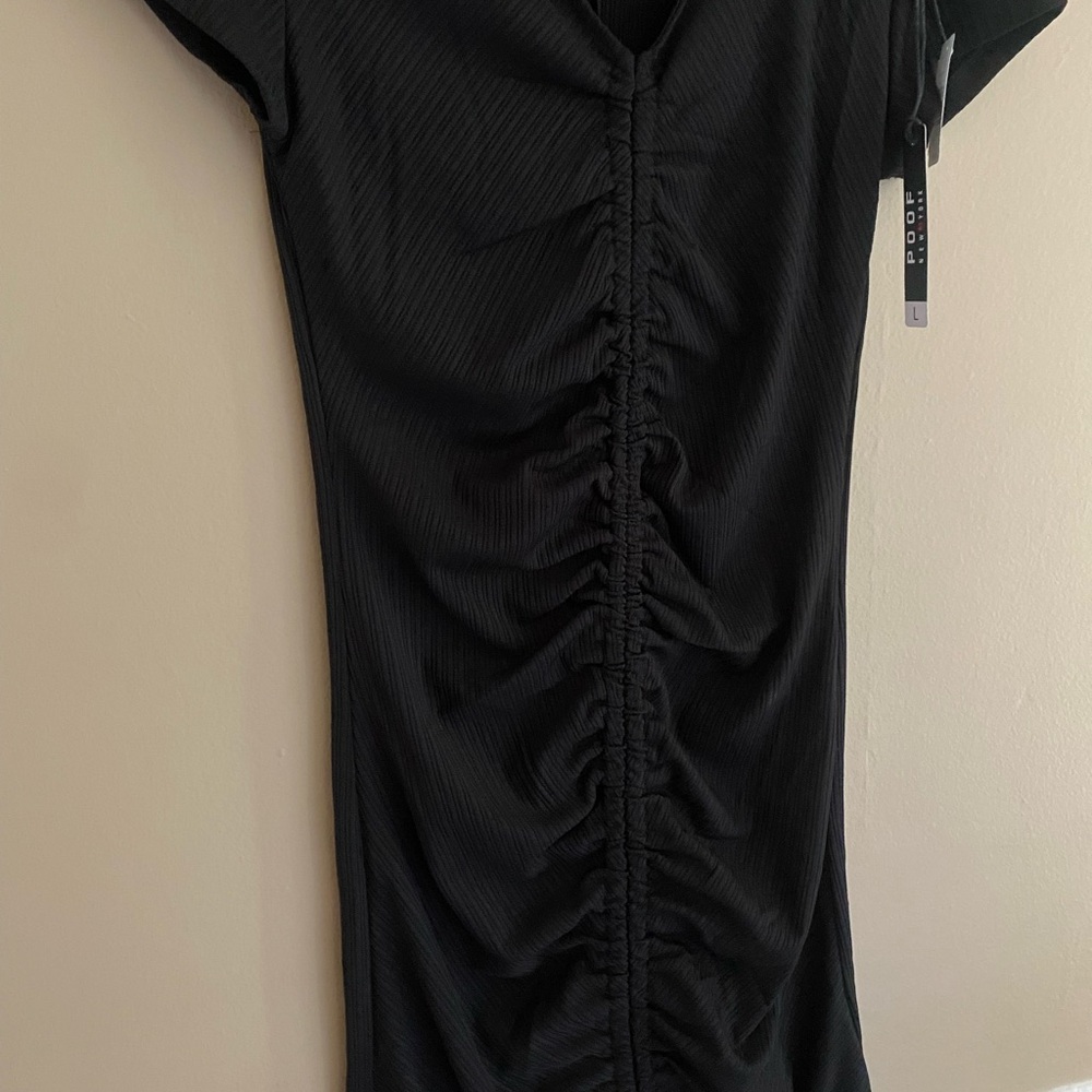 NEW Poof New York black collared ribbed dress - Picture 2 of 6